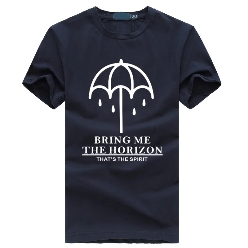 BRING ME THE HORIZON Camisetas, модные футболки с коротким рукавом, Мужская брендовая одежда с принтом для фитнеса, ММА, хип-хоп футболка, Homme - Цвет: navy blue