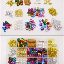 168 шт./кор. смешивать различные металлические акриловые подвязанные лентой, с объемной волной дреды бусины заколки для волос аксессуары для украшения с ящик для хранения