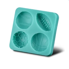 Balle sport série Mini demi basket football Rugby et Tennis balle forme bricolage Silicone moule Fondant gâteau décoration moule H395(China)