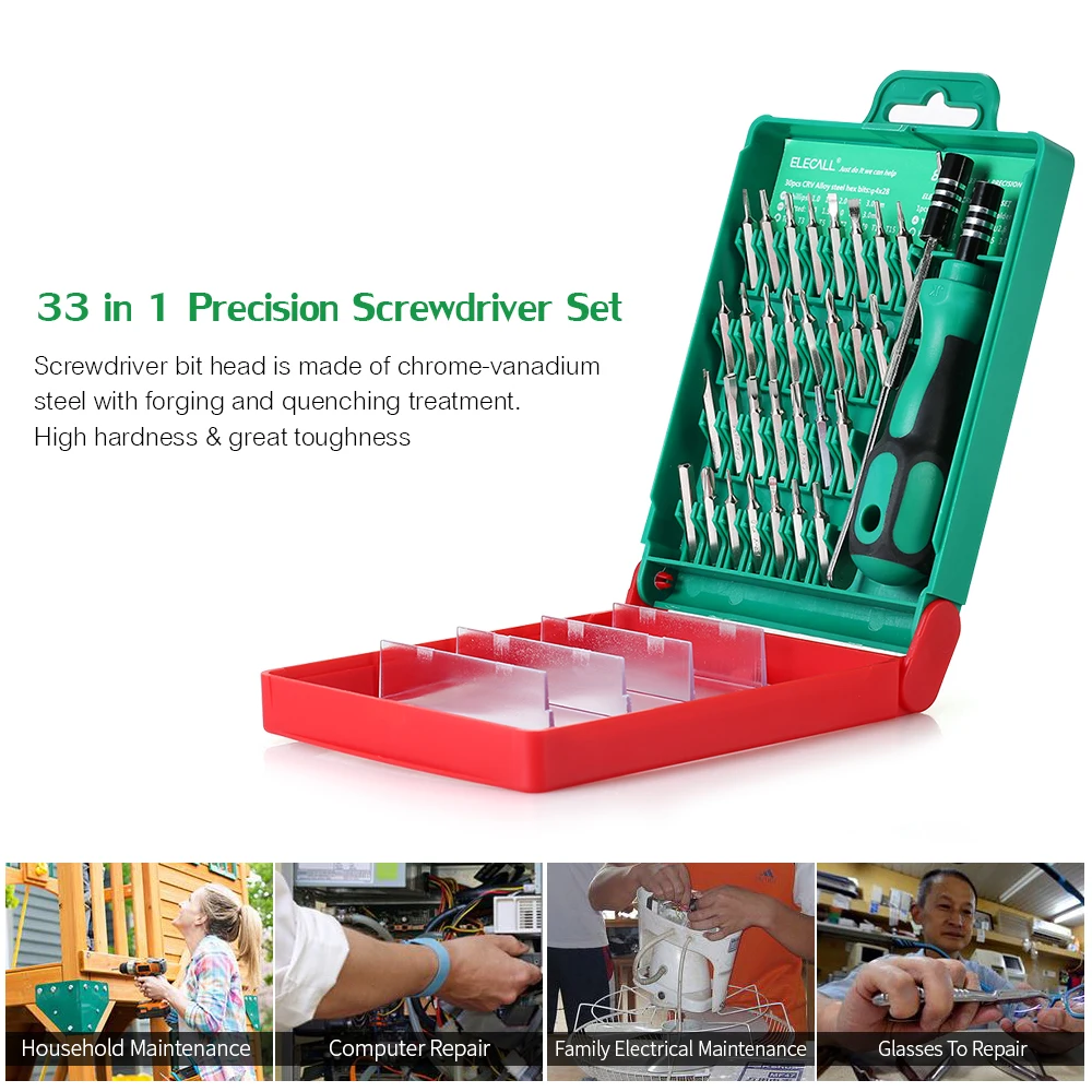 

33 in 1 Magnetic Screwdriver Set Precision Electronic Screw Driver Bits Multi DIY Repair Tool Kit for Phone Watch Laptop Camera