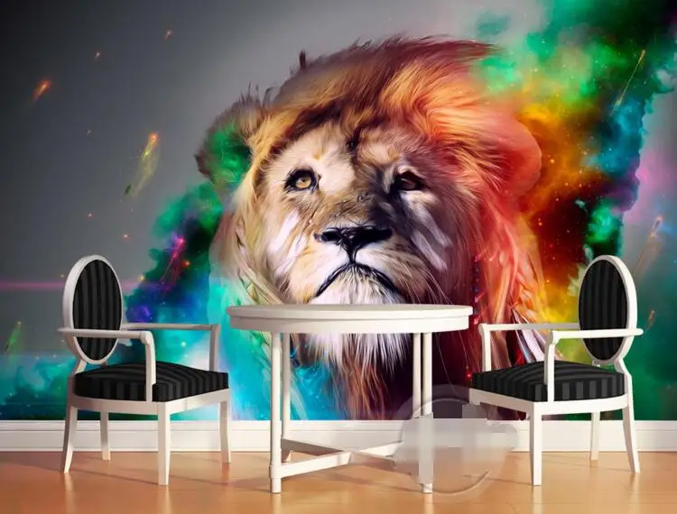 

3d room wallpaper custom mural non-woven wall sticker Fashion and colorful lion paintings photo wallpaper for walls 3d