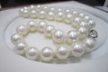 noble women gift Jewelry Silver Clasp 17-17.5inch 10-10.5MM Natural White Akoya Pearls Necklace