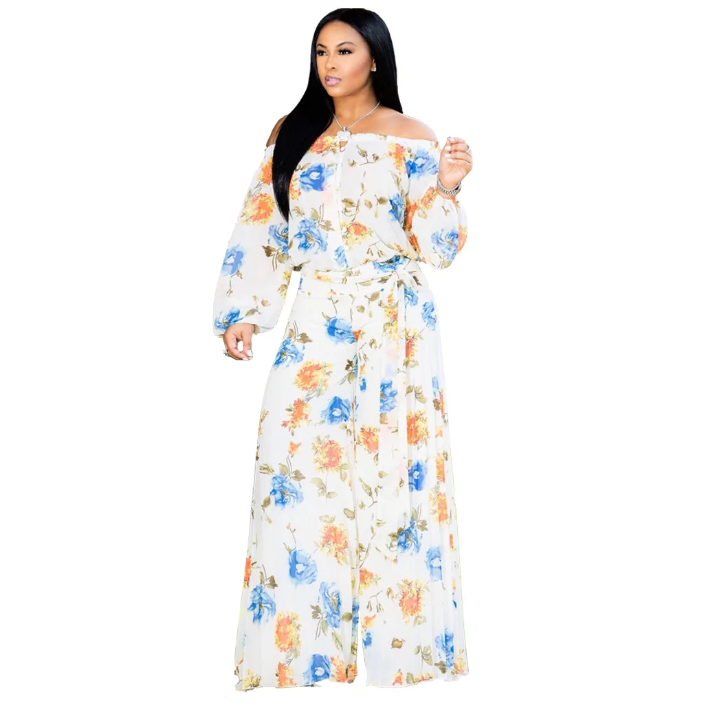 Women's Plus Size Jumpsuits Tube Top Flroal Long Casual Loose Romper Flare Boot Cut Pants Rave Festival Clothing | Женская одежда
