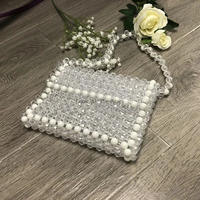 

New pearls bag beaded box totes bag women evening party handbag summer beach bags luxury brand white Female dropshipping