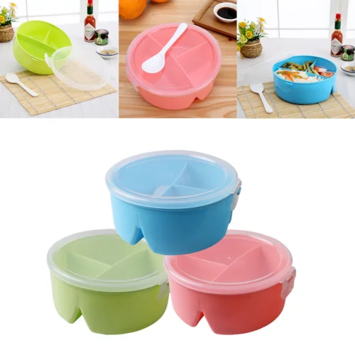 

Meal Prep Containers Plastic Food Storage Work Office Lunch Dinner Box Reusable Microwavable 3 Grid Lunch Box