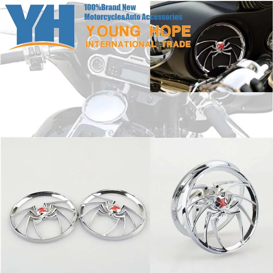 Chrome Widow Speaker Grills Cover Fits for Harley Davidson Touring
