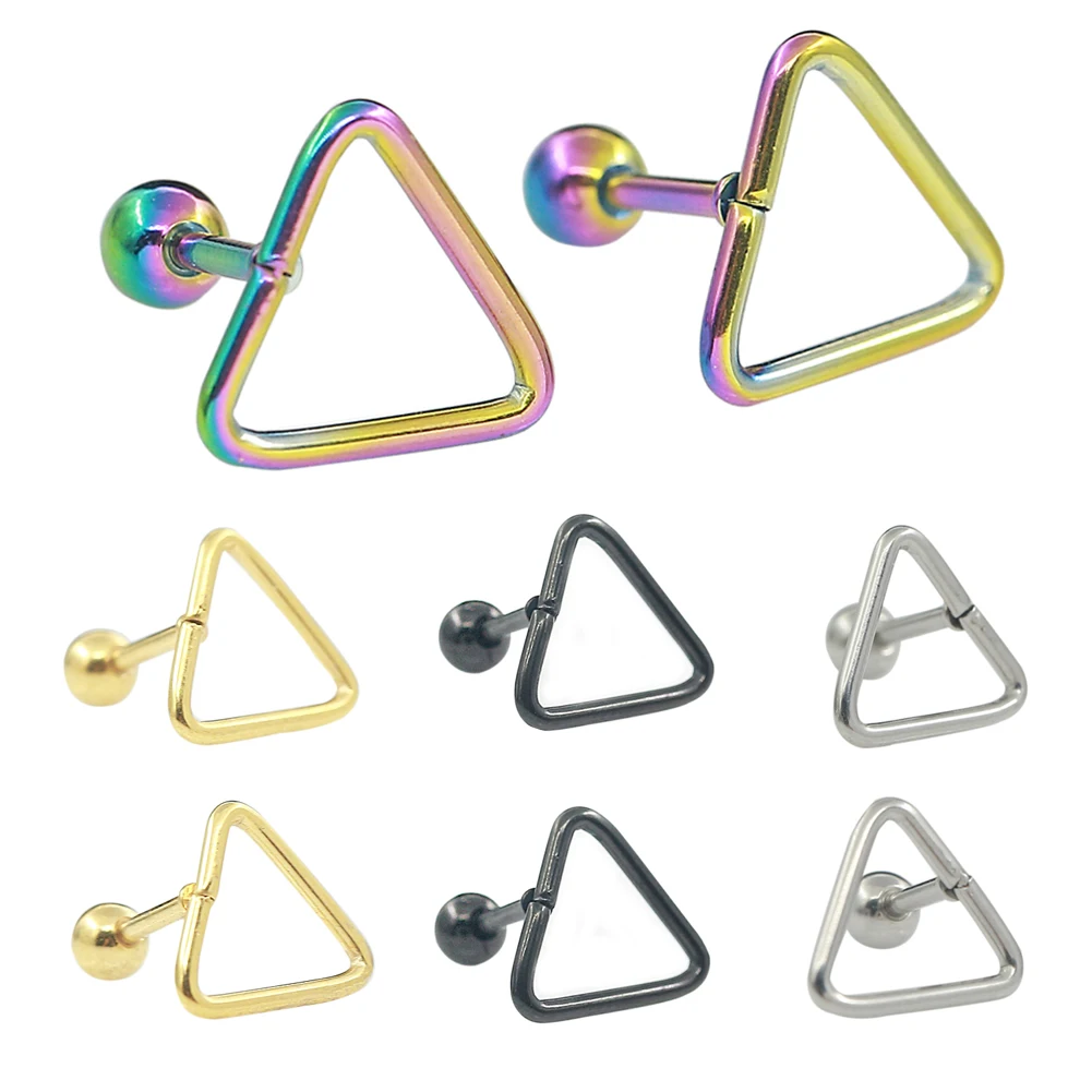

Chic Triangle Bar Ear Tragus Cartilage Helix Stud Earrings Lady Piercing Jewelry