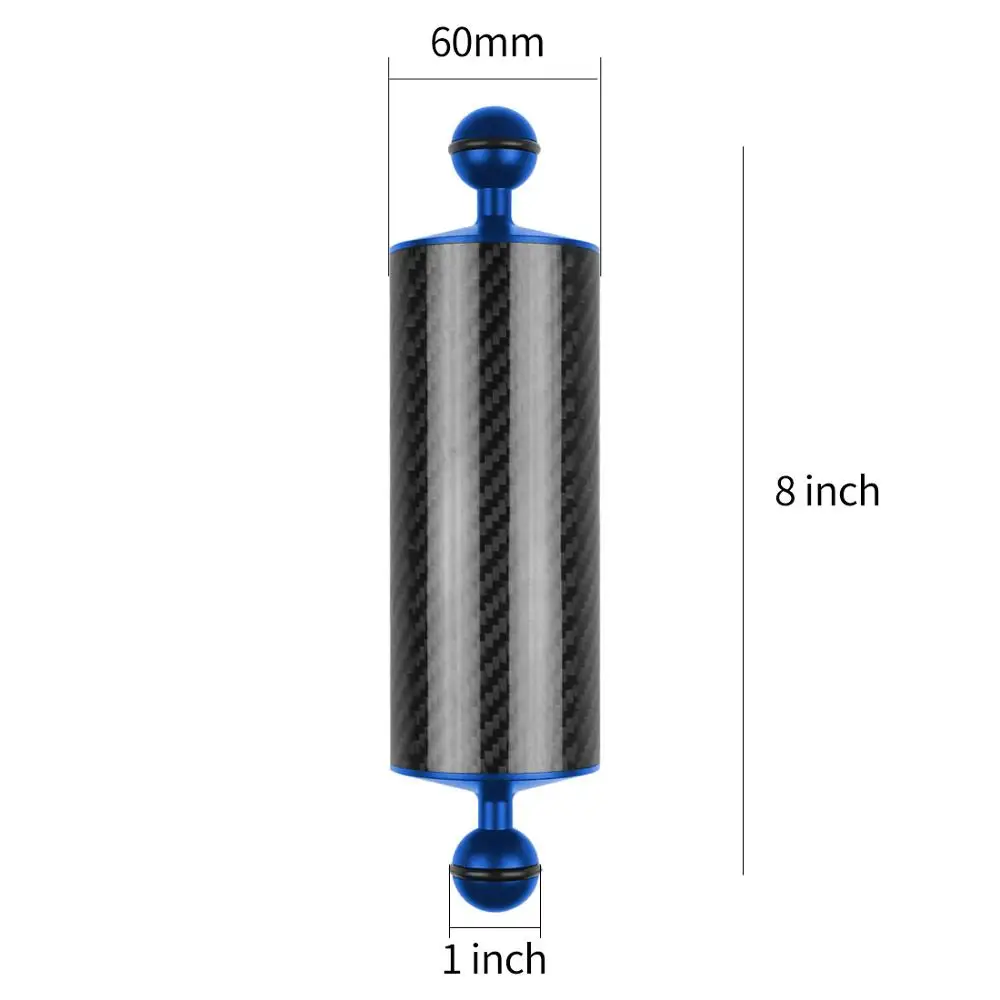 XT-XINTE Carbon Fiber Float Buoyancy Aquatic Arm Dual Ball Floating Arm Diving Camera Underwater Diving Tray for Gopro Smartphon - Цвет: D60MM 8inch Blue