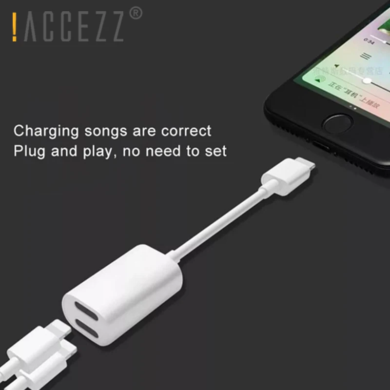 ACCEZZ двойной зарядки прослушивания освещения адаптер наушники 2 в 1 Зарядка для Iphone аудио для iPhone X 7 8 плюс IOS 11 Разъем