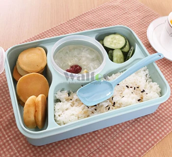 

WALFOS 5 Blocks Lunch Box Kids Food Container Soup Cup Microwaveable Disposable Tableware Bento Lancheira Dinnerware Set
