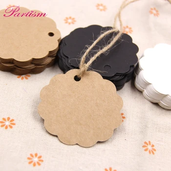 50pcs Round Paper Tags Kraft Card Labels Diy Scrapbooking Crafts Hang Christmas Wedding Party