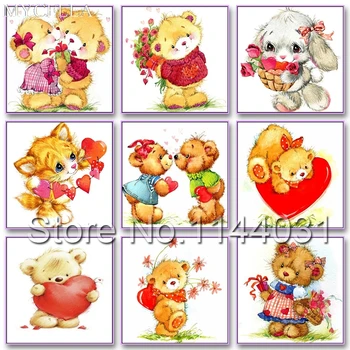 

MYCELLA Full Diy Square Diamond Painting Cross Stitch Sets Cartoon Bear Diamond Mosaic Kits Diamond Embroidery Wall Stickers