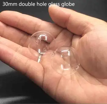 

30mm round ball glass globe bubble vial double hole glass vial pendant glass bottle orbs diy necklace accessory decor 200pcs