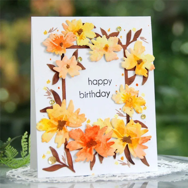 

Naifumodo New Flower Spring Blossom Metal Cutting Dies Scrapbooking and Clear Stamps Gift Box Card Making Album Embossing Die