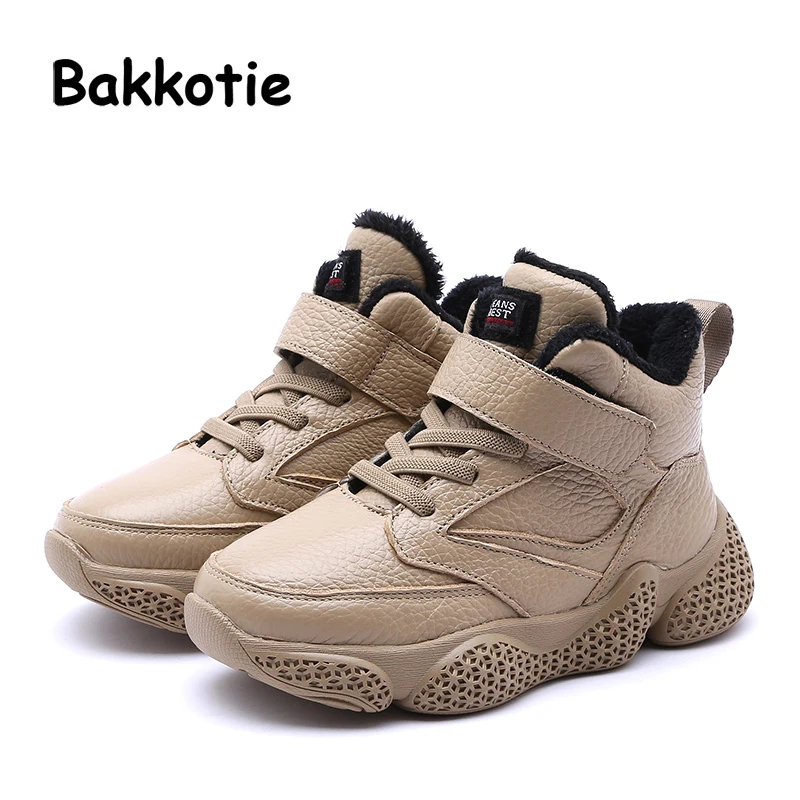 

Bakkotie 2018 New Winter Baby Girl Warm Shoes Children Genuine Leather Shoes Boy Ankle White Sport Shoe Kid Brand High Sneakers