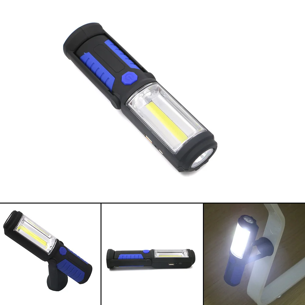 

Outdoor USB Rechargeable Lamp COB LED Flashlight Work Magnet Stand Light with Hook ASD88