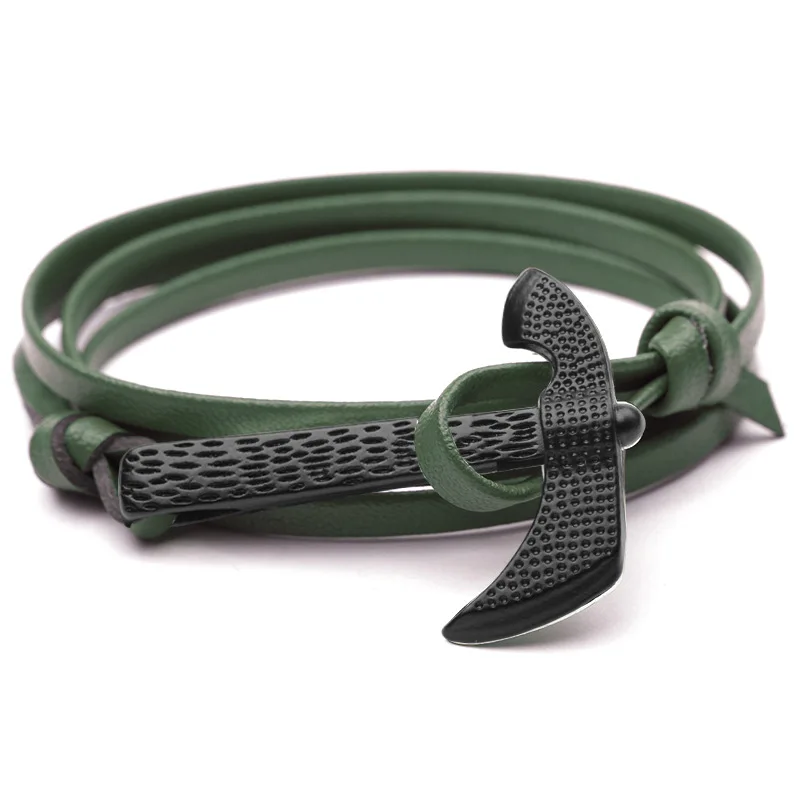 

2019 New Fashion Axe Head Anchor Cuff Bracelets Men Survival Rope Chain Paracord Bracelet Male Wrap Metal Sport Hooks