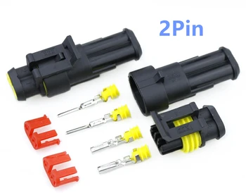 

1/ 5 / 10 Set 2 Pin Female Male Way AMP Super Seal Waterproof Electrical Wire Connector Plug For Car