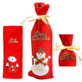 Hoomall 1PC Home Dinner Party Table Decors Wine Cover Christmas Decorations Santa Claus Snowman Gift Navidad Xmas Party Supplies 5