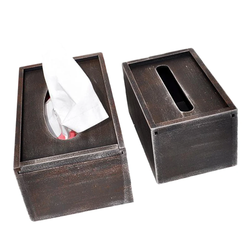 Vintage Style Wood Tissue Box Cover Tissue Paper Dispenser Home Office Decor