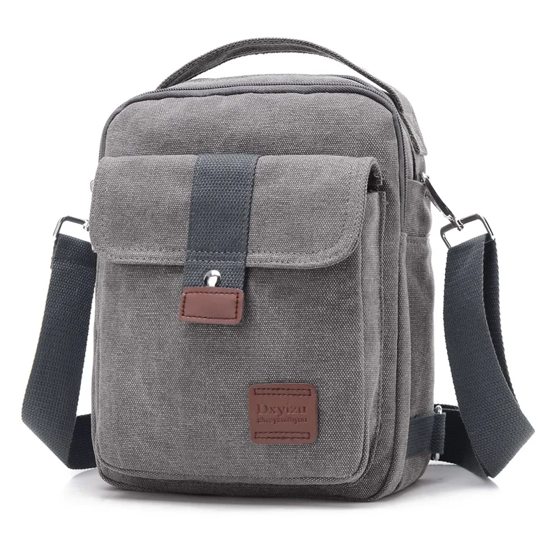 Nieuwe Mannen Crossbody Tas Canvas Kleine Kwaliteit Canvas Grey