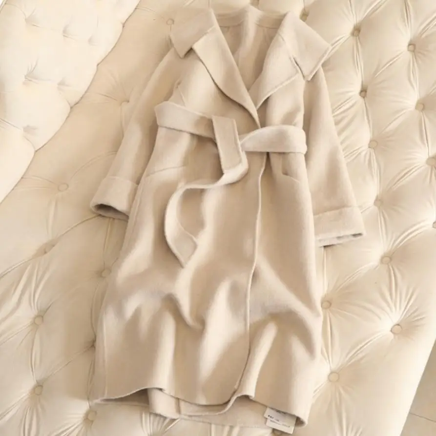 Кашемировое пальто Для женщин длинные Шерстяное пальто тонкий женский пальто - Цвет: Хаки