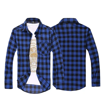 

Men's Fashion Casual All-Match Plaid Pattern Long-Sleeved Slim Fit Shirt Top