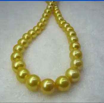 

AAA+10-11MM REAL PICTURE NATURAL SOUTH SEA GOLDEN PEARL NECKLACE 14K yellow GOLD