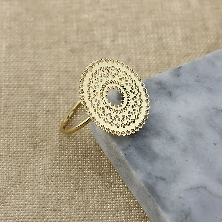 

Golden Hollow Out Disc Computer Engraving Pure Copper Ring For Women Man Punk Dancer Hiphop Rapper Jewelry Collection Gift ABE97