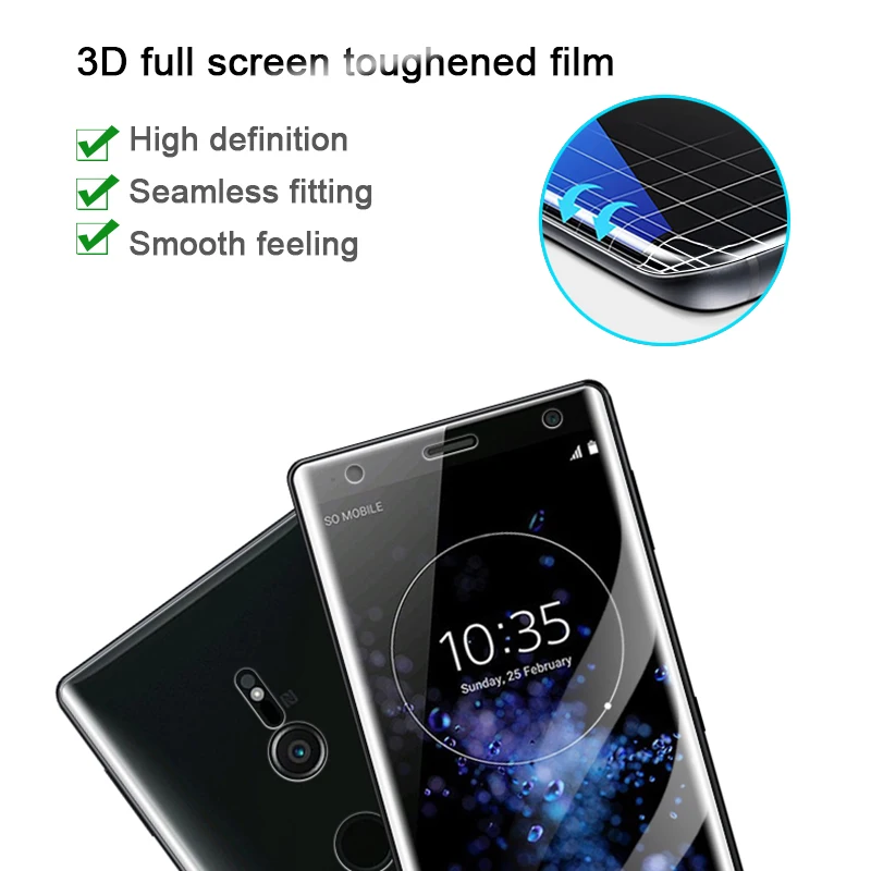 3D изогнутое закаленное стекло с полным покрытием для Sony Xperia XZ2 протектор экрана