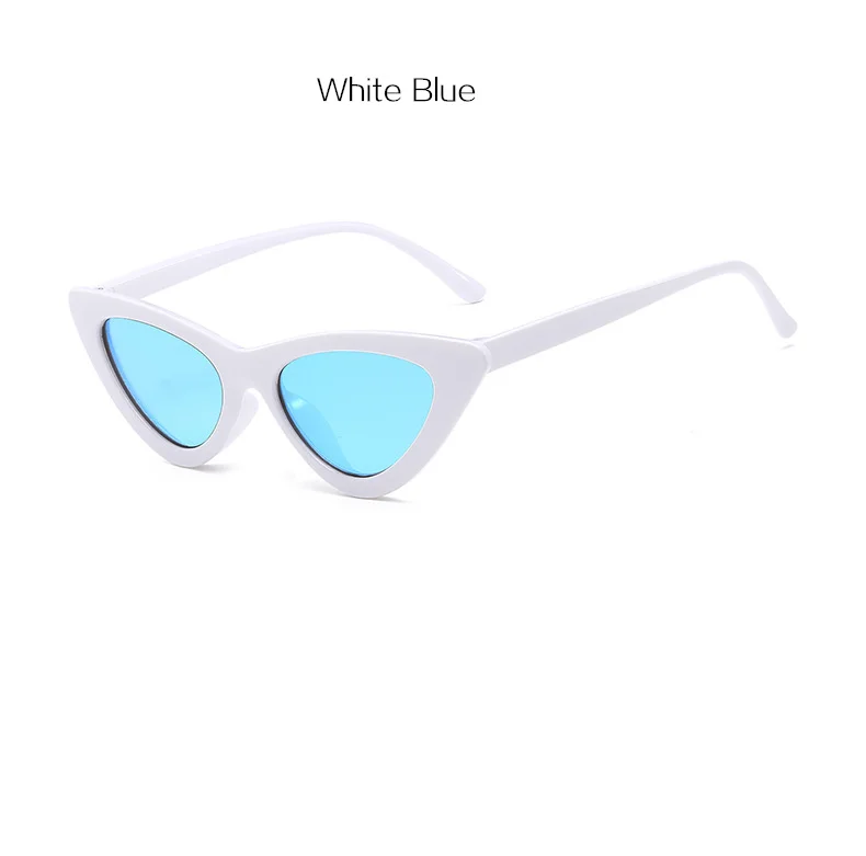 KUJUNY, маленькие солнцезащитные очки "кошачий глаз" для женщин, Ретро стиль, кошачий глаз, женские солнцезащитные очки, индивидуальная вогнутая форма, солнцезащитные очки, женские очки - Цвет линз: White Blue