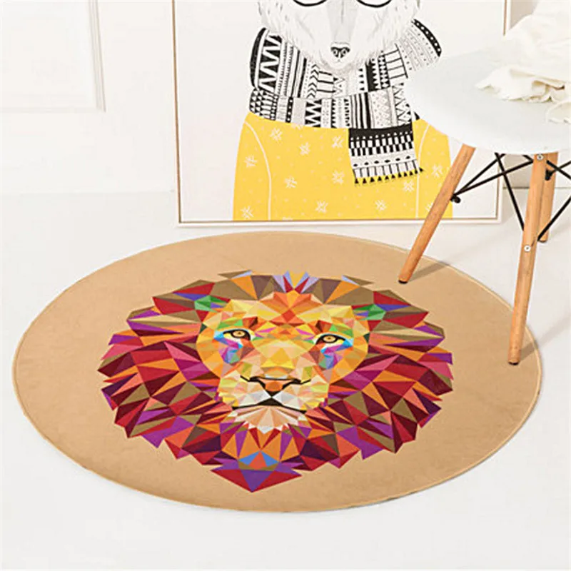 Round Carpet Lion Fox Cat Printed Soft Carpets Anti-slip Rugs Crystal velvet Computer Chair Mat Floor Mat Home Kids Room R600 Round Carpet Lion Fox Cat Printed Soft Carpets Anti-slip Rugs Crystal velvet Computer Chair Mat Floor Mat Home Kids Room R600