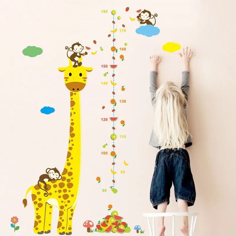 

3D Giraffe Shaped Wall Sticker Kid Height Chart Cartoon Theme Decals Home Decor