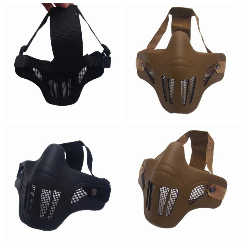 

Lower Half Face Metal Steel Net Mesh Hunting Tactical Protective Airsoft Mask for Party Cosplay Halloween