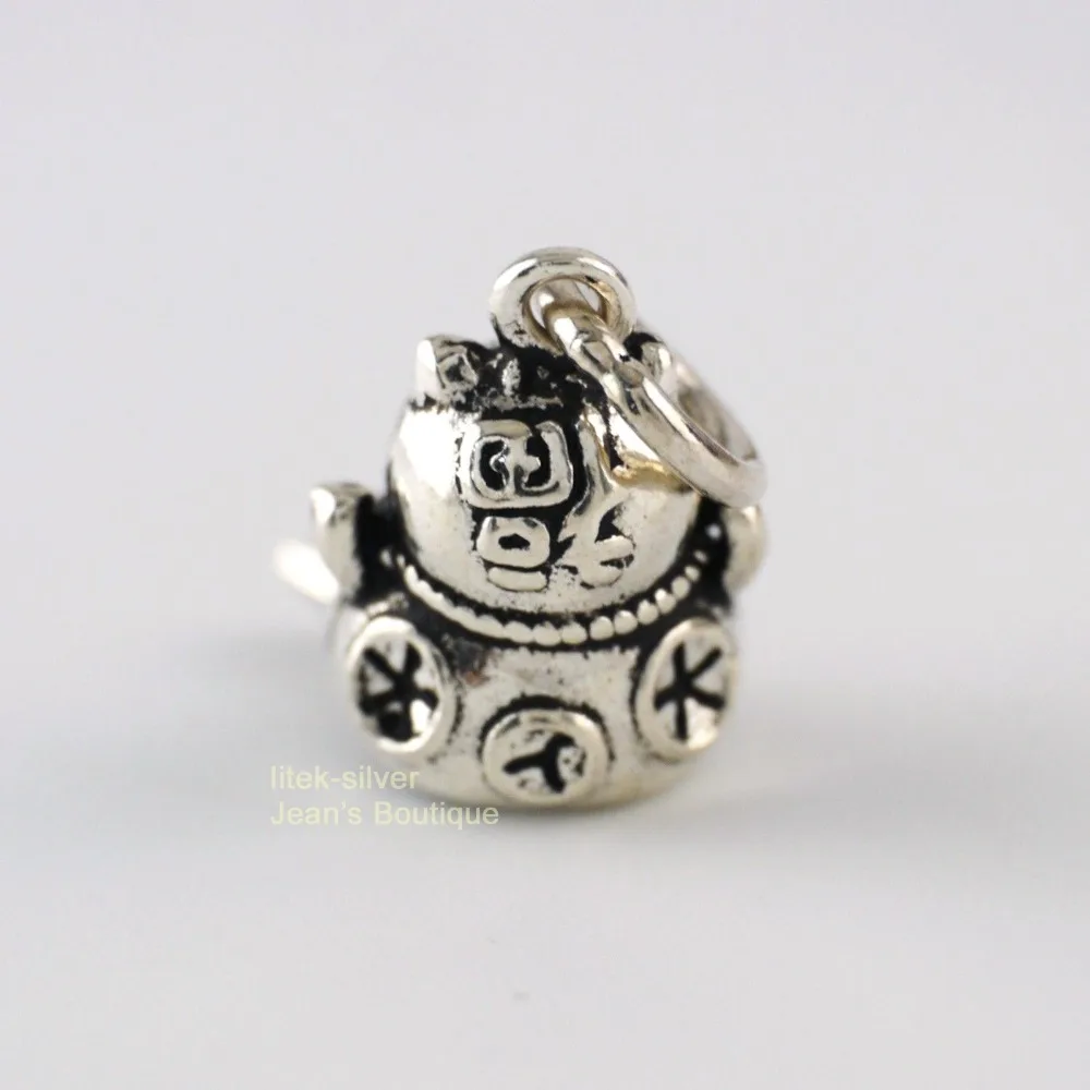 1x 925 Sterling Silver Lucky Cat Maneki-neko Pendant Charm no chain DIY A2063