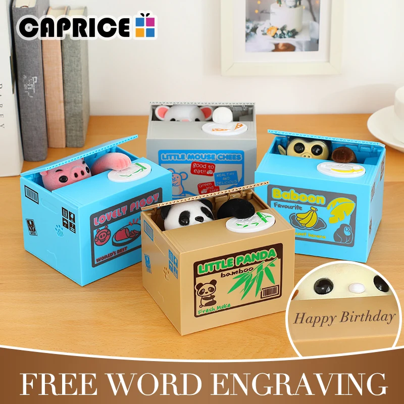 

Cat Piggy Bank Coin Box Dog Deposit Saving Money Box Electronic Cash Safe Plastic Safety Deposit Box for Children Kid Home C001