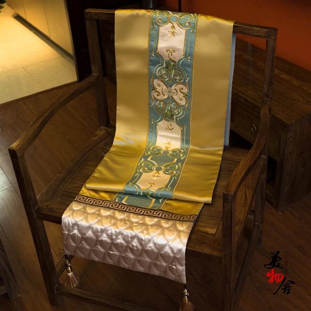 Золотой Европейский синий шикарная скатерть парча мода свадебный стол бегун традиционная вышивка дома отель Вилла Украшения