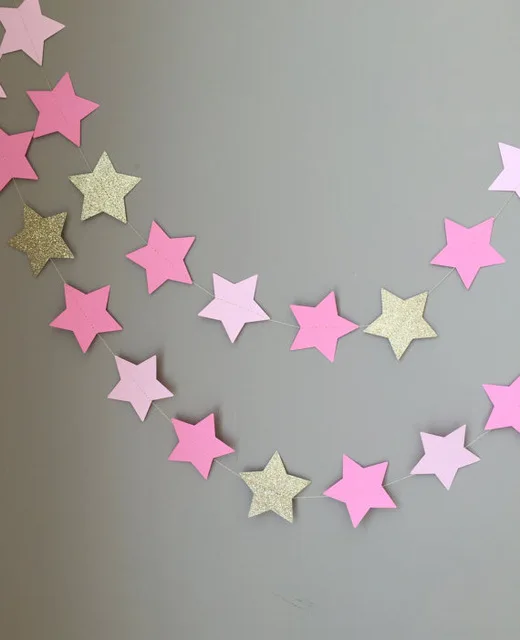 

Twinkle Little Star Garland, Baby Shower Decorations, First Birthday, Pink and Gold Decorations, Birthday, Star Garland