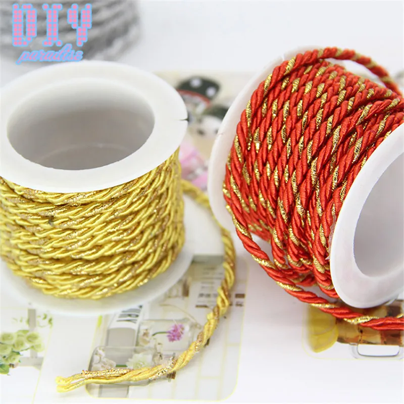 

3M Multicolor gold red Twine Cord Rope Trim Wrap Gift Packing tag String Wedding Party Decoration