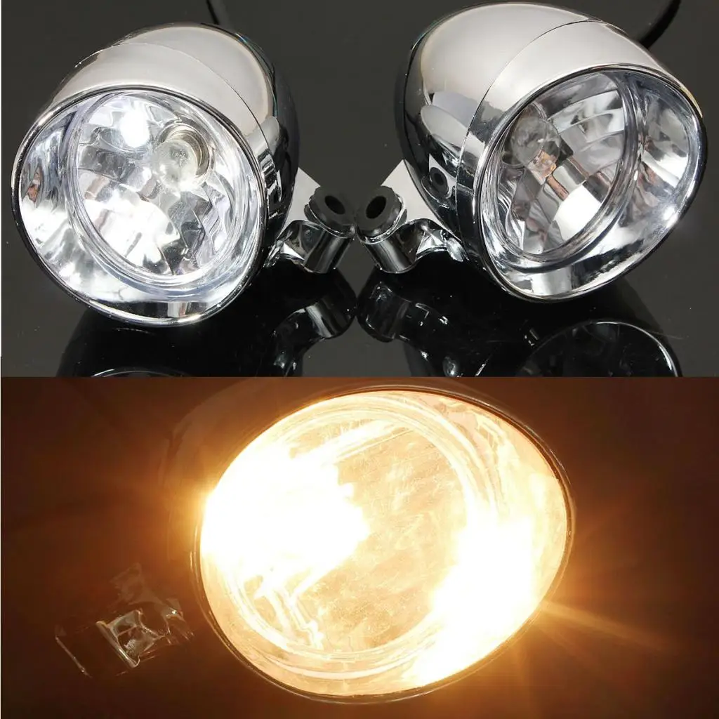 Universal Motorcycle Fog Lamp 2 4'' Chrome Motorcycle Bullet Front Headlight for Harley