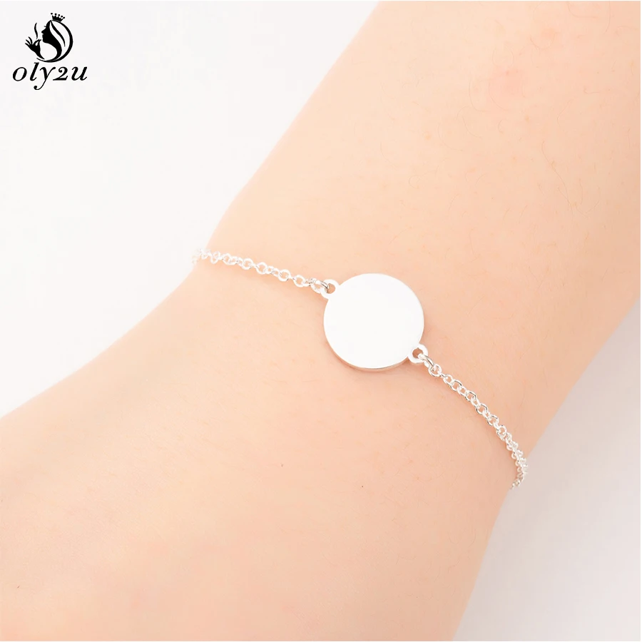 

Oly2u Simple Solid Round Bracelets for Women Stainless Steel Bracelet Adjustable Link Charm Bracelets & Bangles Jewelry Gift