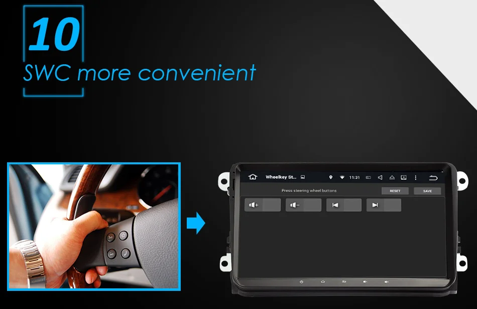 Best Eunavi Android 9.0 9 inch Quad core 2 Din  car radio stereo gps for VW Polo Jetta Tiguan passat b6 cc fabia mirror link wifi bt 18