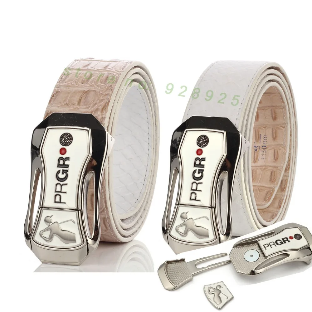 

New men golf belt for golf shirt sports golf waistband green forks button double faced design genuien leather strap 105~125cm