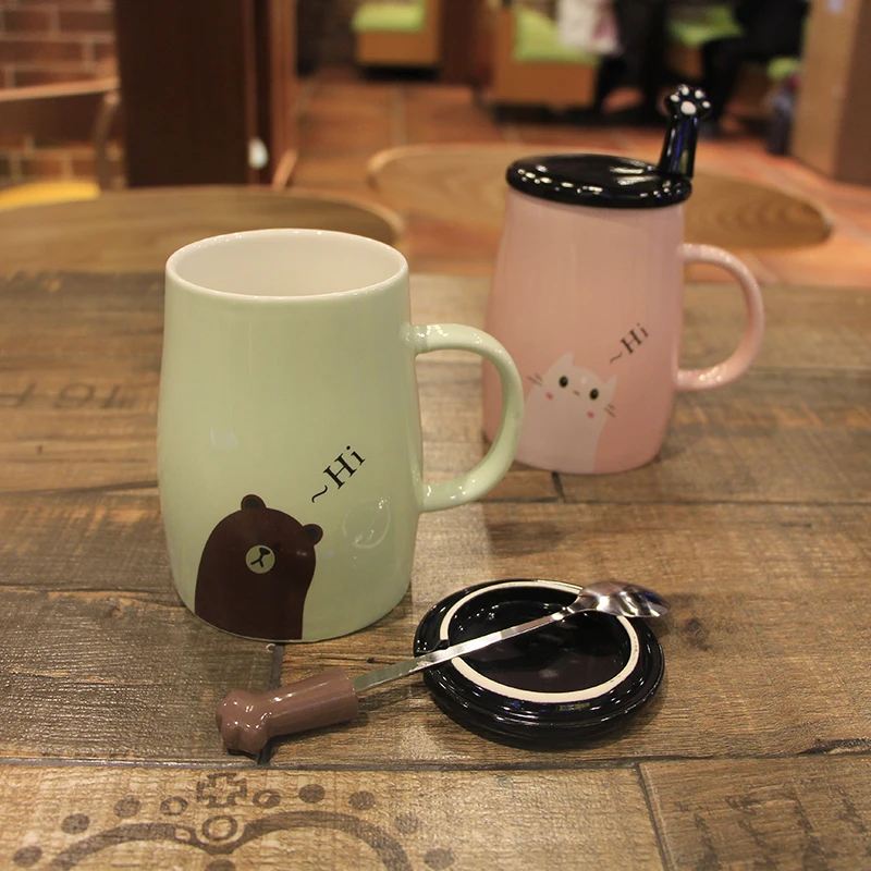 Творческие керамические чашки милый мультфильм кошка керамическая кофейная чашка для молока и чая персональная пара молока сок чашка