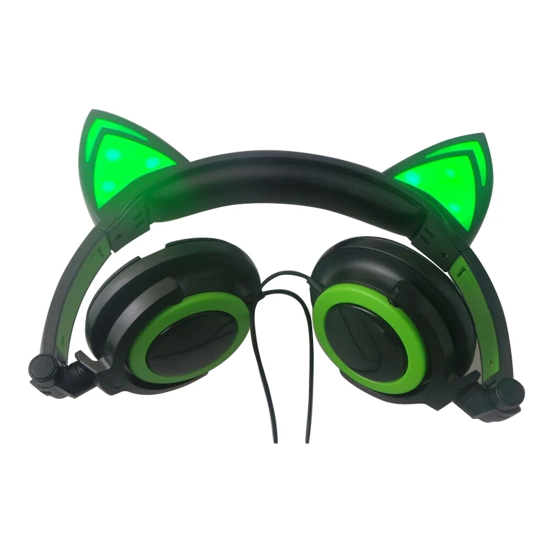 Kids LED Cat Ear Wired Cute Headphone Big Gaming Luminous Earphone Headset With Mic For iPhone Samsung Computer Phone Headfone