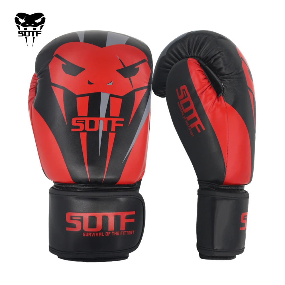 Sotf Adulti Mma Velenosi Del Serpente Nero Rosso Guantoni Da Boxe Tiger Muay Thai Mma Muay Thai Boxe Lotta Guanto Sanda Pastiglie Box