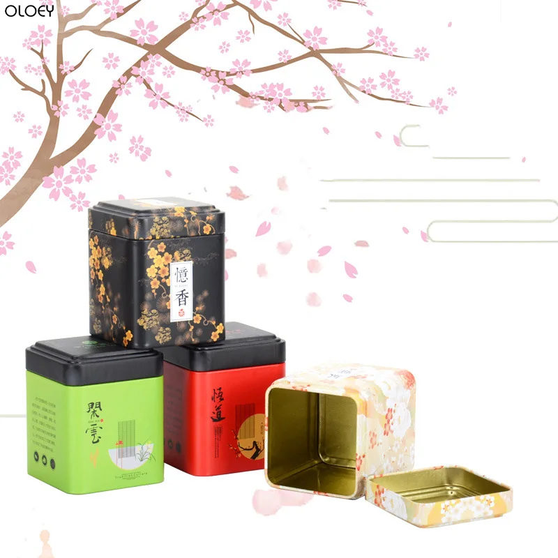 

OLOEY Mini Small Tea Cans Tin Box Sub-package Box Universal Tea Packaging Box Empty Metal Cans Sealed Flower Tea Pot Tea Caddy