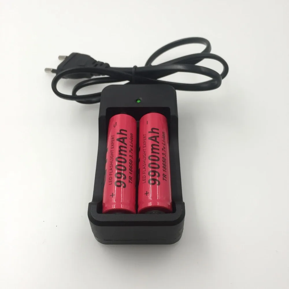 2 пьезы Nuevo 18650 batera de 3,7 V 9900 mAh recargable batera LiIon con cargador para linterna de Led, batera de LiT+ cargado