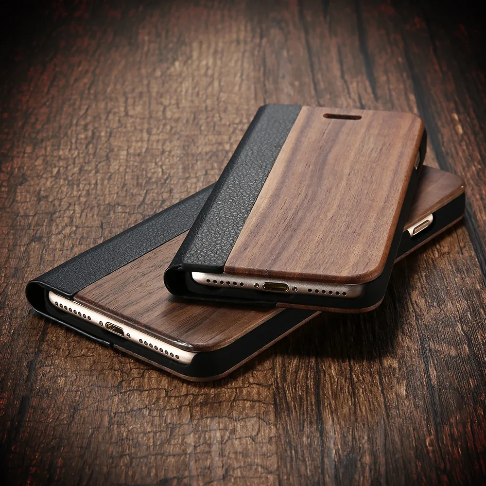 

KISSCASE Original Bamboo Wood Phone Case For Samsung S7 Edge Cases Card Slot Stand Flip Phone Cover For iPhone X 10 Ten Fundas