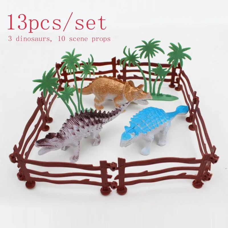 Brand new Simulation dinosaur park hollow plastic toy animals 13pcs/set